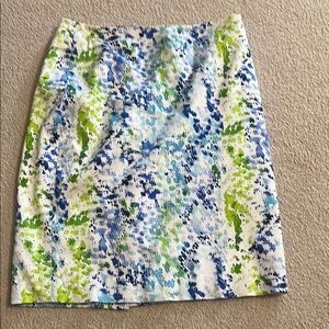 Ann Taylor Vibrant Blue and Green Pencil Skirt